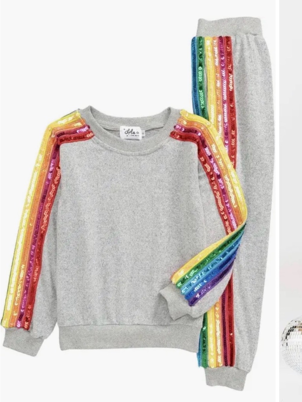 Lola and the Boys Women’s Sequin Rainbow Stripe Sweatsuit set.Medium. Like New!